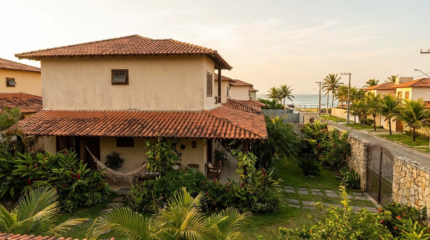 Casa com quintal em um condomínio fechado no litoral capixaba