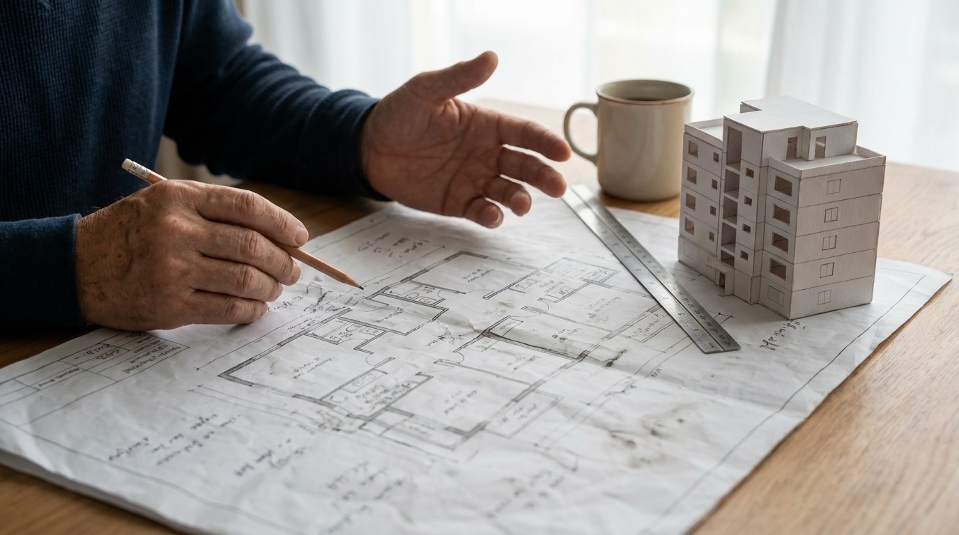 Planta e maquete de um apartamento em construção em Aracruz