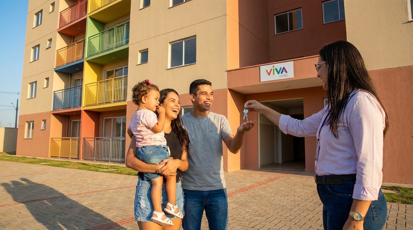 Família recebendo as chaves do primeiro apartamento pelo Minha Casa Minha Vida em Aracruz