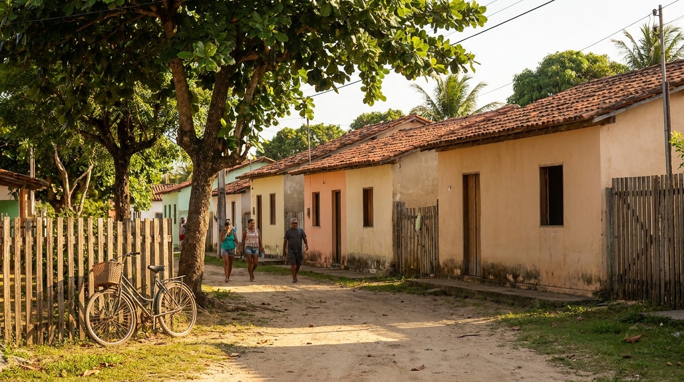 Rua residencial arborizada em um bairro de Aracruz